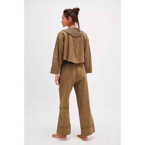 Intimately Free People Sweet As Roses Lounge Blouse Top Embroidered XS 277445 - Picture 3 of 8